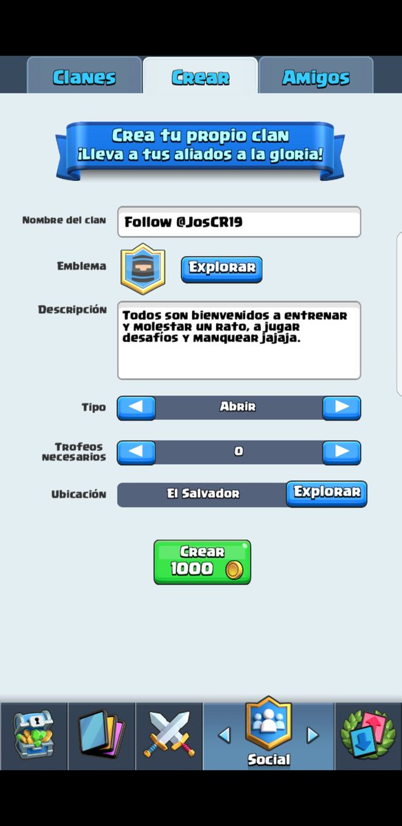 JosCR19's tweet photo. Si alguien quiere entrenar mazos y molestar unas horas venganse a este clan.... @ClashConFernes https://t.co/QNouCUN4MW