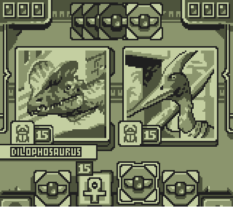 castpixel's tweet photo. An older unfinished project: dinosaur (and pterosaur :D ) trading card game.Never got the rules right. #gamedev #pixelart #gameboy #4colors https://t.co/zIko06DH5W