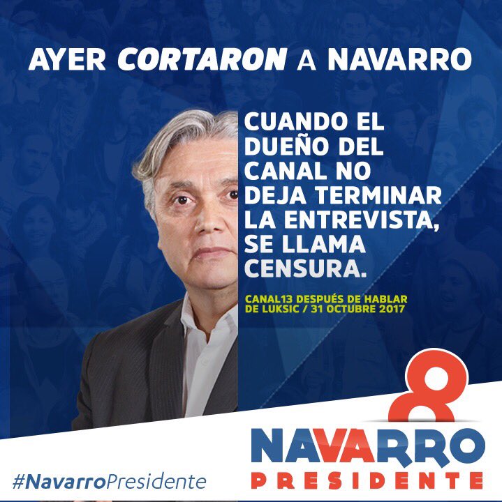 equipoNavarro's tweet photo. Por favor difundir: ayer @navarrobrain planteó la necesidad de tener más pluralismo en los medios y fue abruptamente cortado en @canal13 https://t.co/DY0W7oTlvP