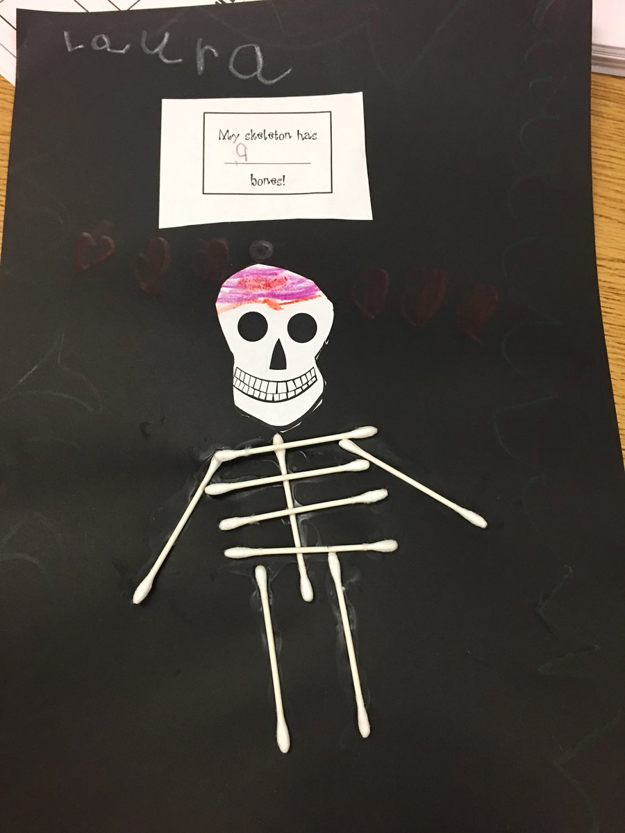 KristiRoux's tweet photo. My Kinder Kangaroos connecting literature and mathematics ...creating skeletons and counting bones! @HumbleISD_GTE #qtipbones #lotsofglue https://t.co/cArxrxkDBV