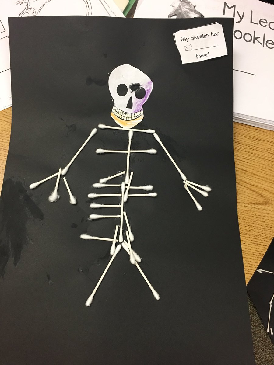 KristiRoux's tweet photo. My Kinder Kangaroos connecting literature and mathematics ...creating skeletons and counting bones! @HumbleISD_GTE #qtipbones #lotsofglue https://t.co/cArxrxkDBV