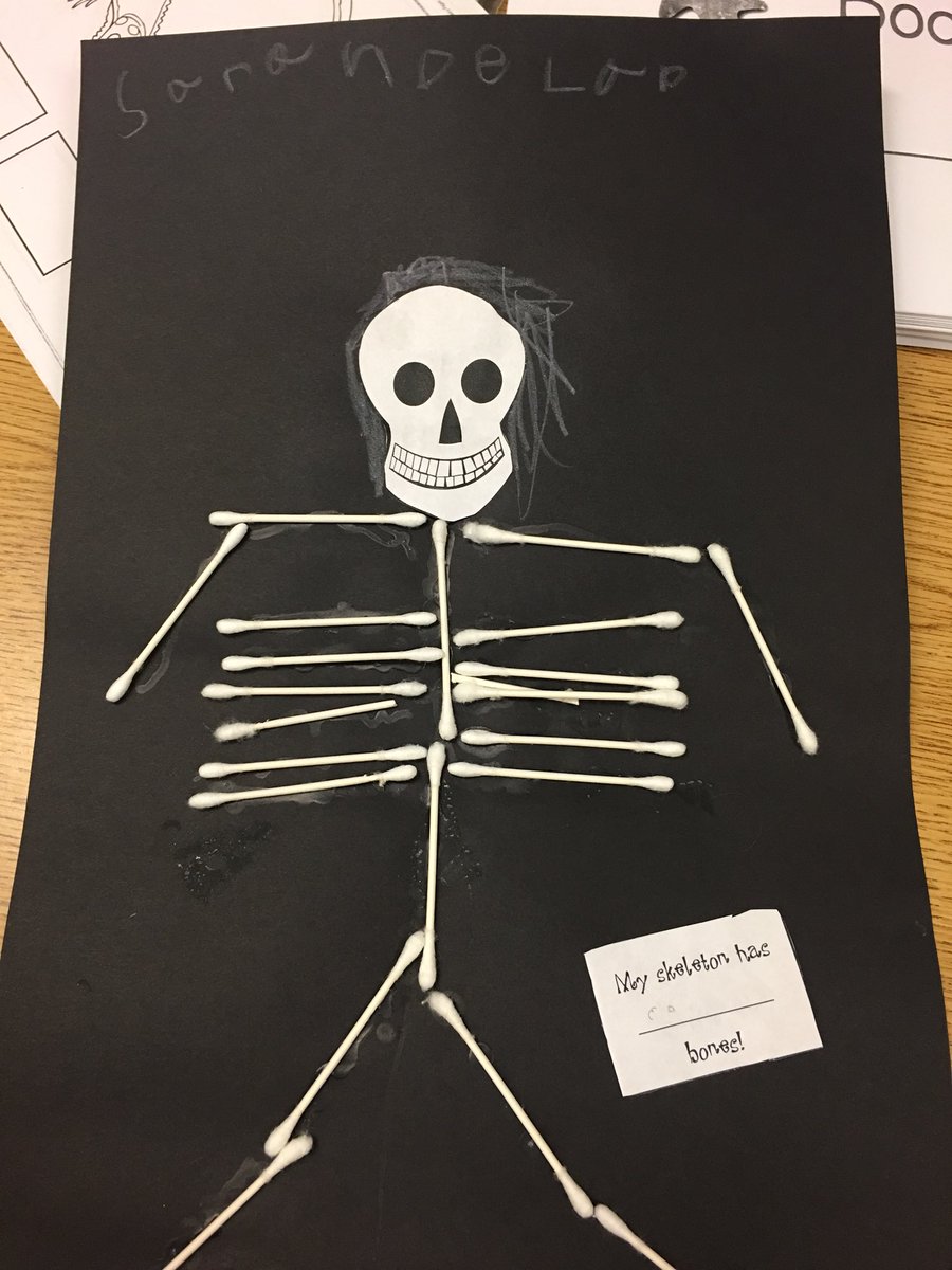 KristiRoux's tweet photo. My Kinder Kangaroos connecting literature and mathematics ...creating skeletons and counting bones! @HumbleISD_GTE #qtipbones #lotsofglue https://t.co/cArxrxkDBV