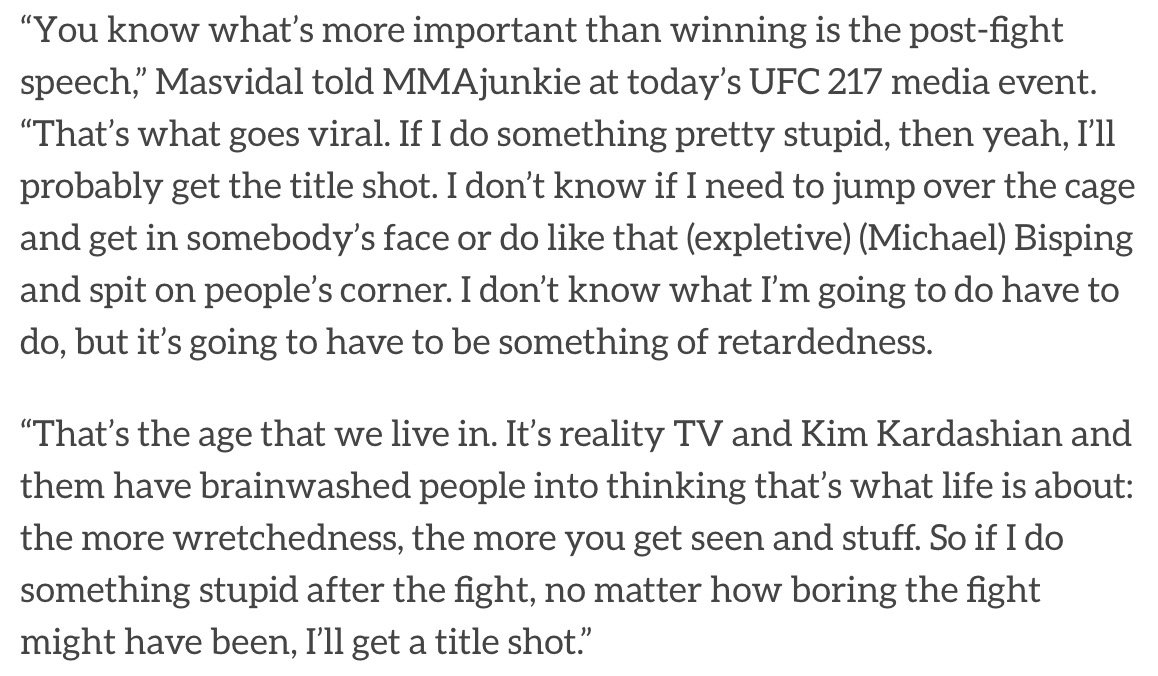 MikeBohn's tweet photo. This quote from @GamebredFighter about the challenge of getting a UFC title shot is pretty real. https://t.co/idS4jBJyYg https://t.co/Jra8eIflXV