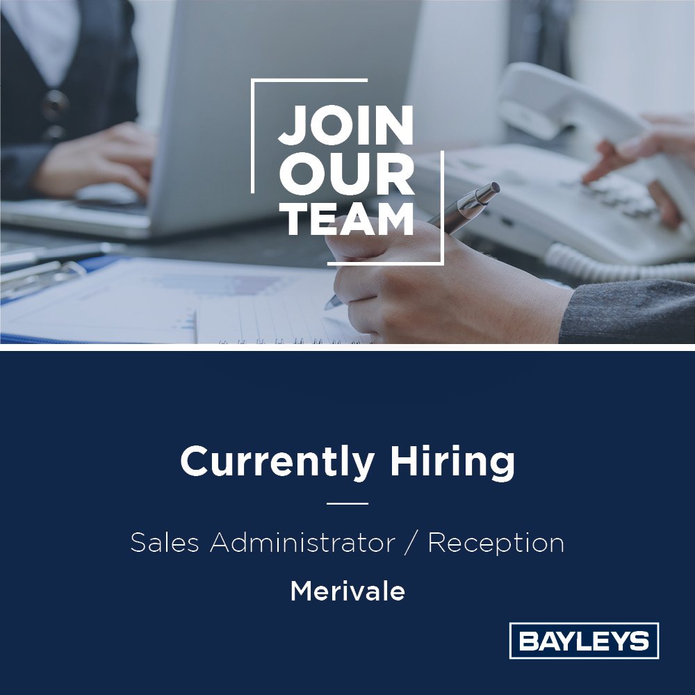 BayleysCan's tweet photo. We're #hiring a sales administrator / receptionist for our Merivale office https://t.co/qjHDfj1oN6 https://t.co/KLYLFSgu17