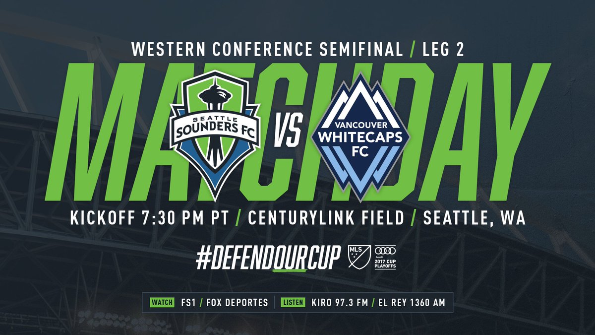SoundersFC's tweet photo. Happy #SoundersMatchday! 

Get your rain jacket and put on your scarf with pride. See you tonight for #SEAvVAN. 

Let's #DefendOurCup! https://t.co/6IhpJ8MxUo