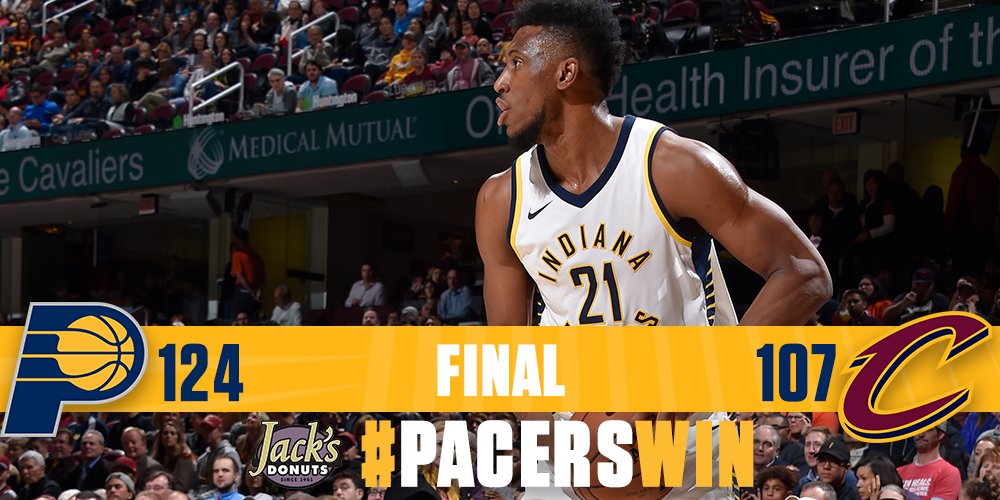 Pacers's tweet photo. Final from Cleveland: #PacersWin!! https://t.co/68zm4O3Qh7