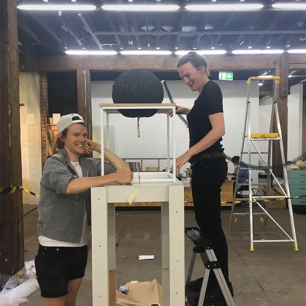 Hanging in by a thread, Emma Fielden @emmafielden and crew installing for #NSWVAFE17. 6 more days until the winner… ift.tt/2xM7pst