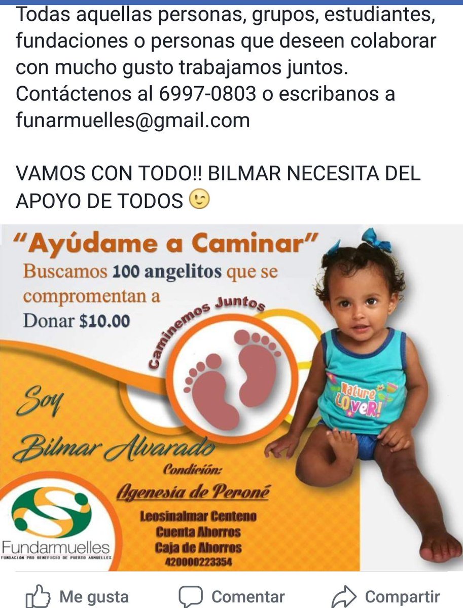 Chiriqui_4's tweet photo. Campaña del grupo #FUNDARMUELLES a beneficio de la pequeña #Bilmar.
En la imagen el número y correo de contacto. 
#PatriaSonTantasCosasBellas https://t.co/uuC8bsUtSV