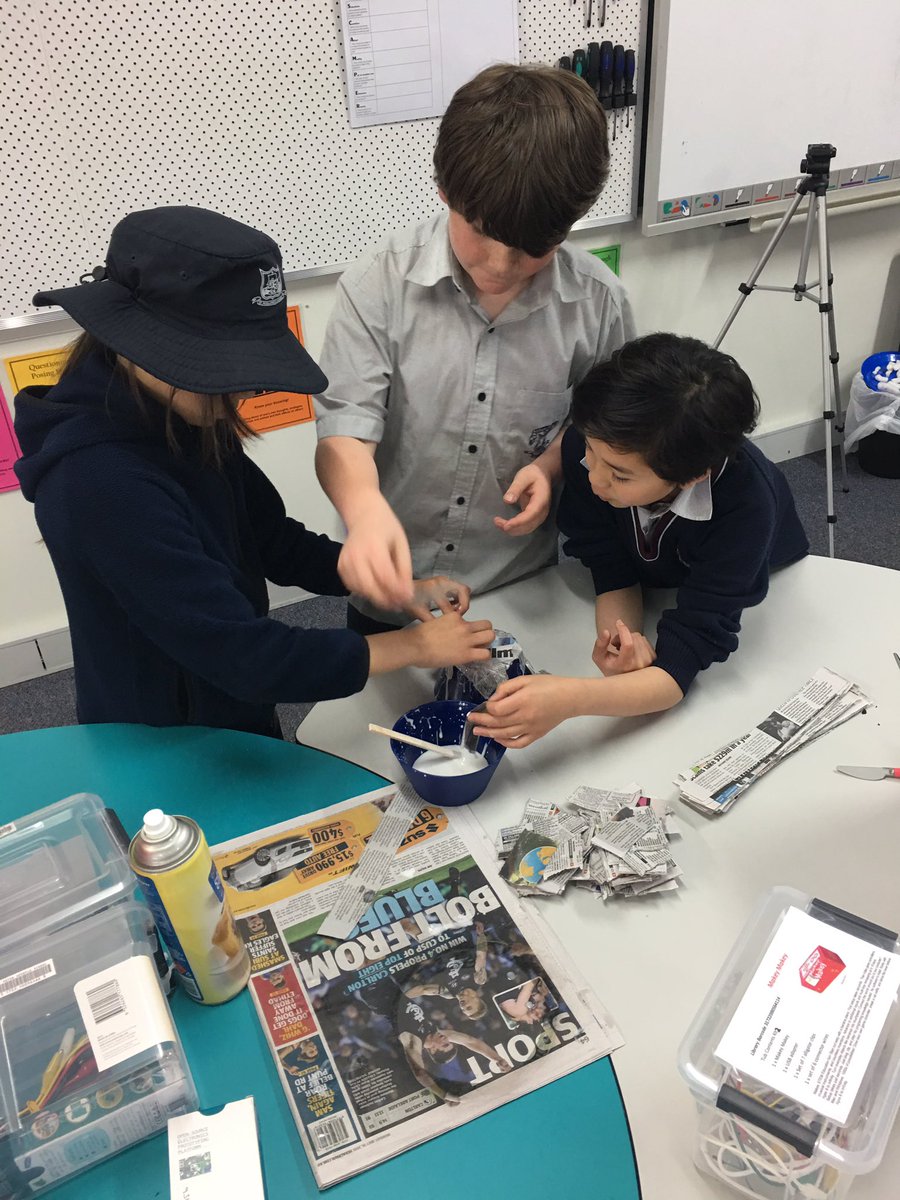 Makerspace_SPA's tweet photo. Teamwork getting the shell of the poke-ball students are making with the #hummingbirdduo #STEMproject https://t.co/MlwxRtMO4J