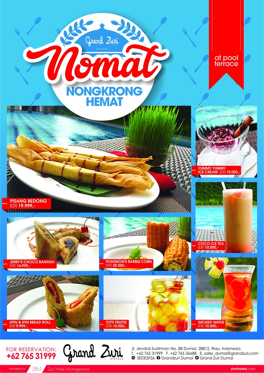 Yuk Nomat ( Nongkrongi hemat ) kumpul bareng temen sambil ditemani cemilan-cemilan enak di Grand Zuri Dumai 😉 #gzdmi