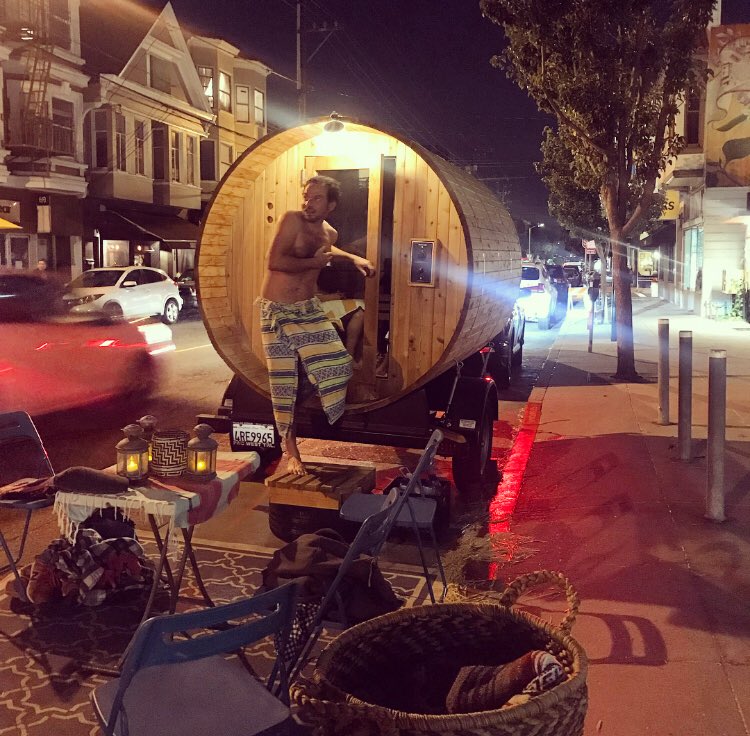 ybudman's tweet photo. Brrrr...it's freezing in the city! ❄️
What to do? SAUNA!🔥
#keepSFweird https://t.co/MDolQEn2D1