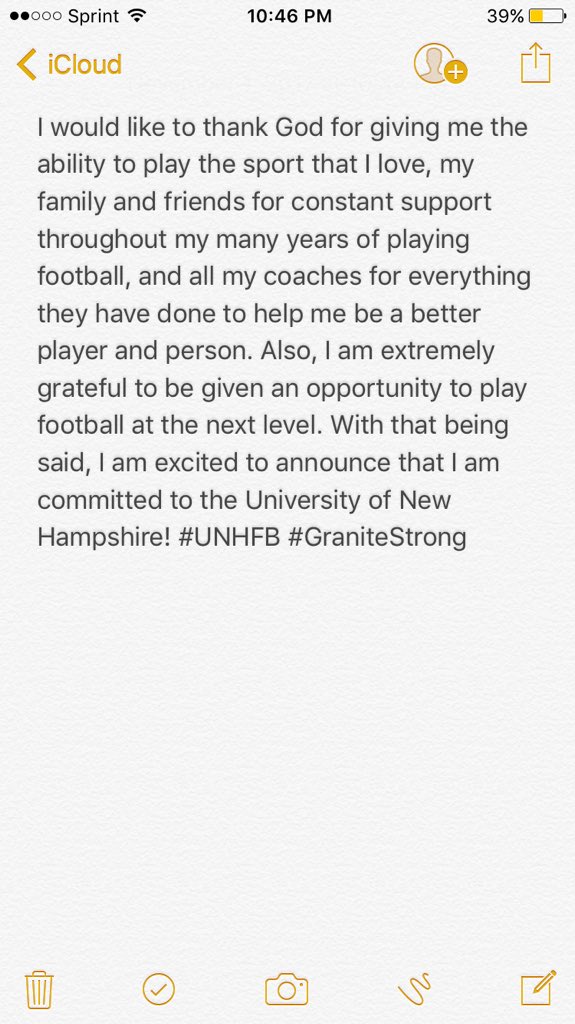chrisdonnelly56's tweet photo. Excited to announce my commitment to the University of New Hampshire‼️ #GraniteStrong #UNHFB https://t.co/64a1sWCw1n