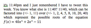 corinneelee's tweet photo. you know what's not 11:40? the time right now bc I couldn't figure out how to write superscripts. okay, goodnight. #duxprecalc @ChiversDHS https://t.co/VXgM0r70c5