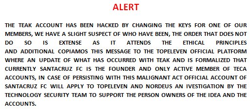 topElevenCA's tweet photo. ALERT 
@topElevenCA account have been Hacked @topeleven &amp; @Nordeus please suport, we Comunícate that Will and Adrian no loger part of Admin. https://t.co/Ev3gwkBSzj