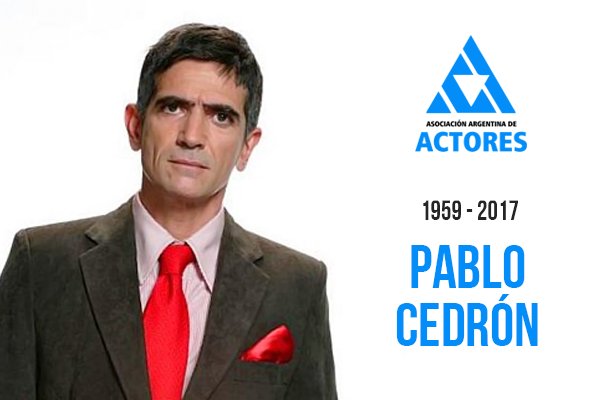 actoresprensa's tweet photo. Falleció el actor PABLO CEDRÓN, de destacada trayectoria en cine, teatro y TV. Info: https://t.co/OebbuJwqL9 https://t.co/Puy1PfjKoH