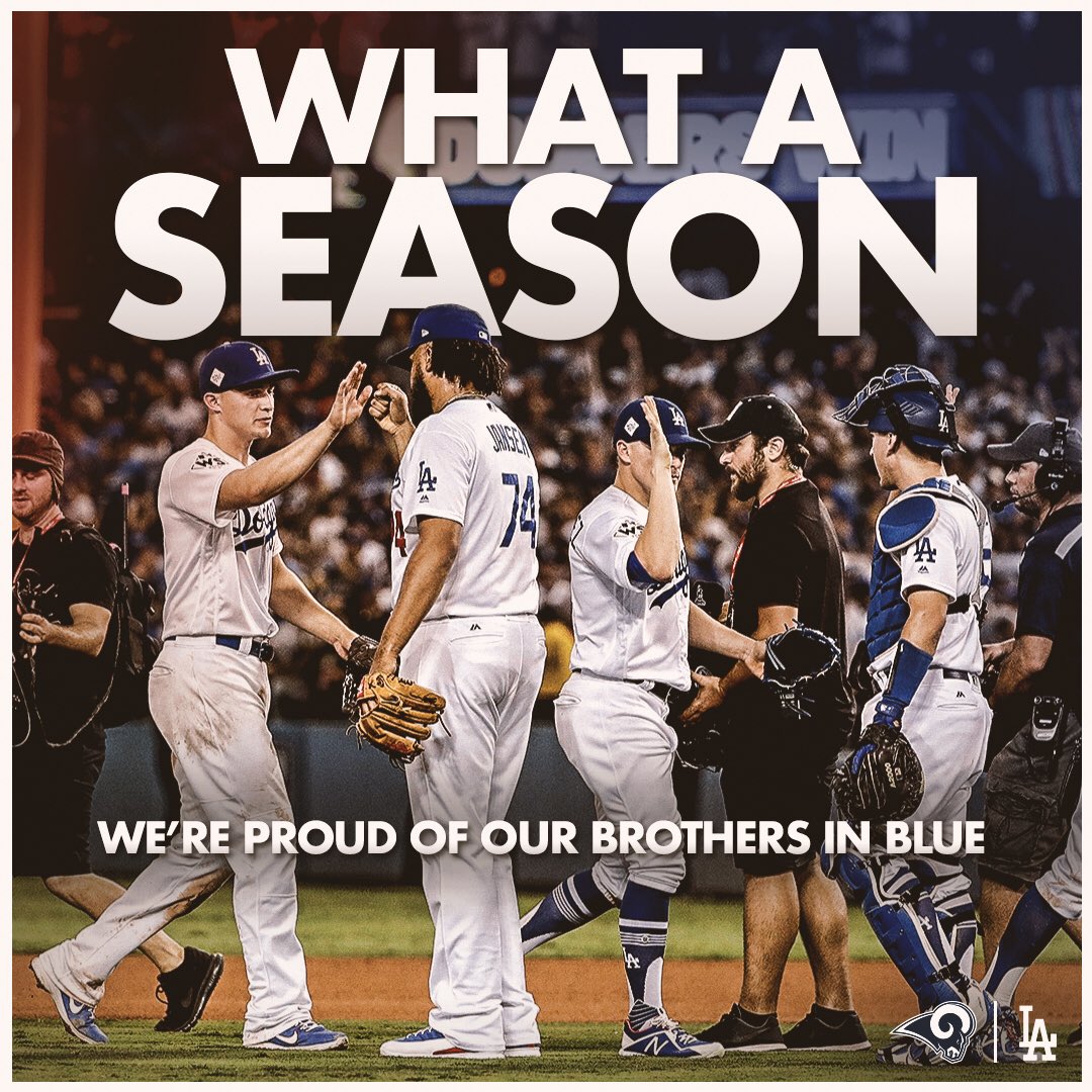 RamsNFL's tweet photo. Congratulations @Dodgers on an incredible season 💙 https://t.co/tvLpvnrJ3E