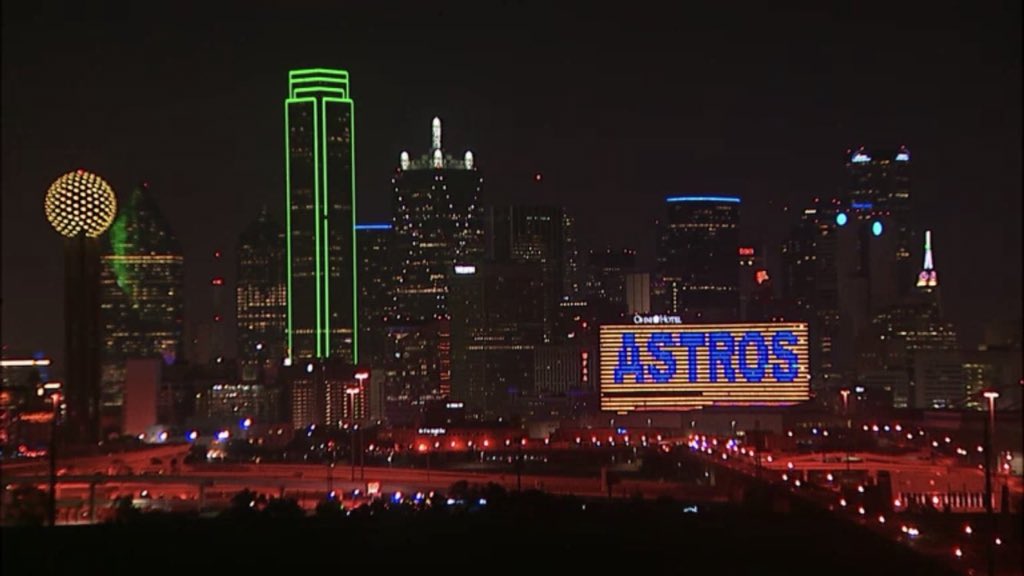 MeredithNBC5's tweet photo. Congrats, Houston. You’ve earned this. Love, Dallas. #worldseries17 https://t.co/Ae3LSsSDHh