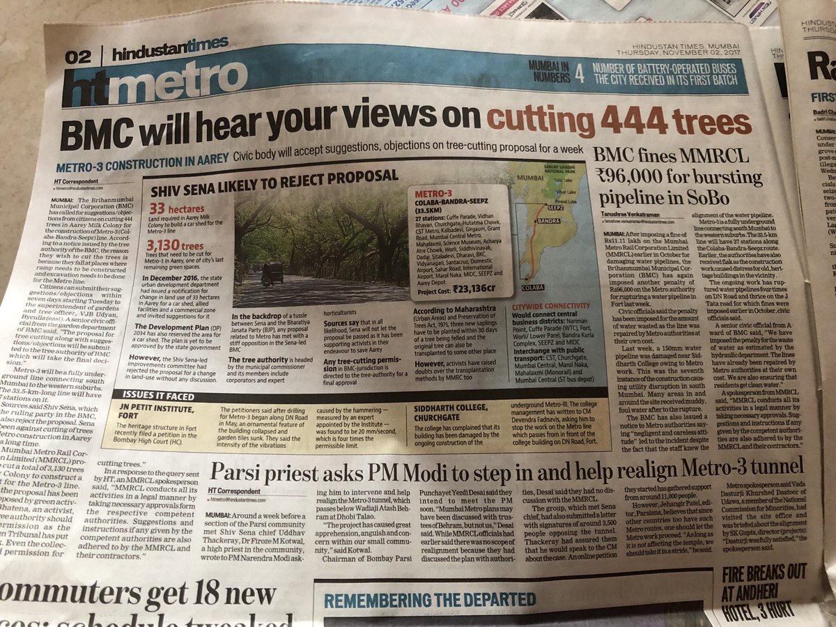 tanushreevenkat's tweet photo. Time to speak up! Objections called for cutting 444 trees in Aarey colony #Mumbai My story in @HTMumbai @htTweets @saveaarey @MumbaiMetro3 https://t.co/76CxDM0U5H