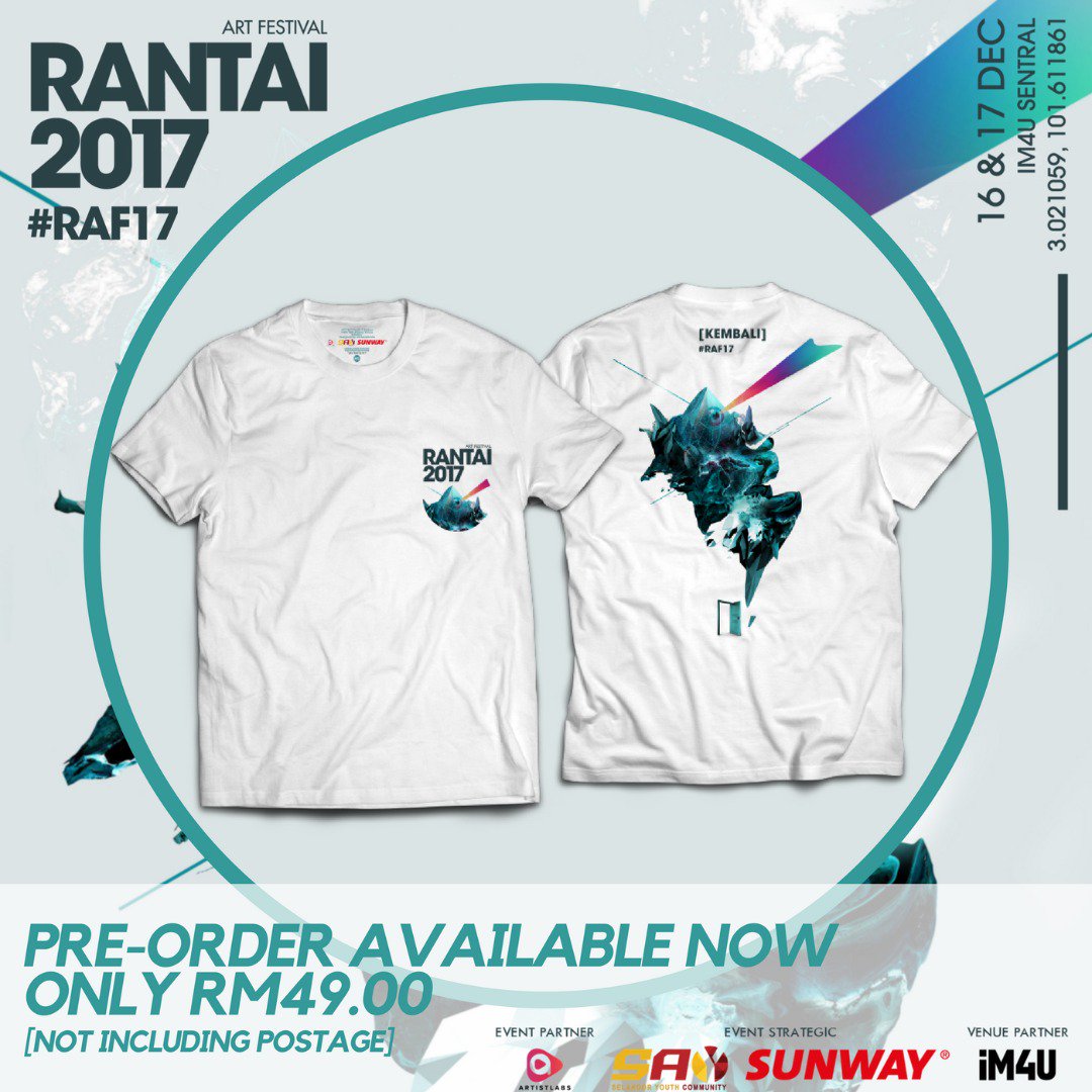 Rantaiart's tweet photo. RANTAI ART FESTIVAL 2017 OFFICIAL MERCHANDISE
NOW AVAILABLE FOR PRE-ORDER!
#RAF17 #rantaiart #rantaimerch https://t.co/1zvbVsATKl
