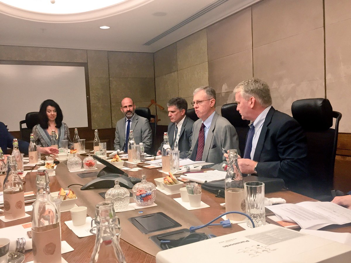 Indiana_EDC's tweet photo. .@FLJanetHolcomb &amp; the delegation kick off our last day #INIndia w/ @USAndIndia @USCSIndia, discussing ways to advance IN-India partnership. https://t.co/iL24O2wnA7
