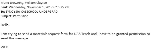 m4lorie's tweet photo. the email that started it all... #uab #uabcas #uab21 https://t.co/AVSM6bJTnU
