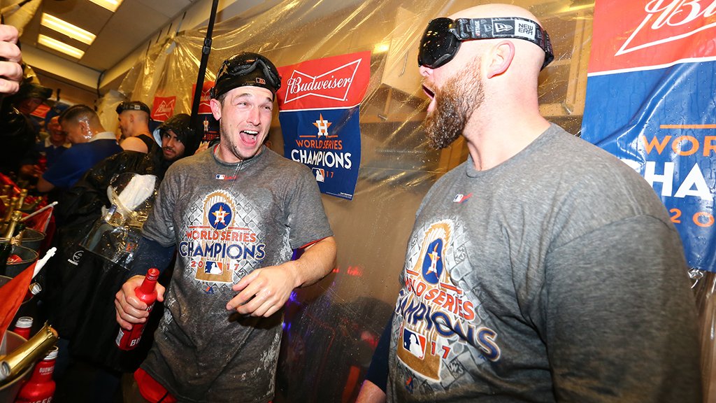 MLB's tweet photo. 🎵 Now they always say congratulations. 🎵
   
#CHAMPS https://t.co/9yZvxrTkRn