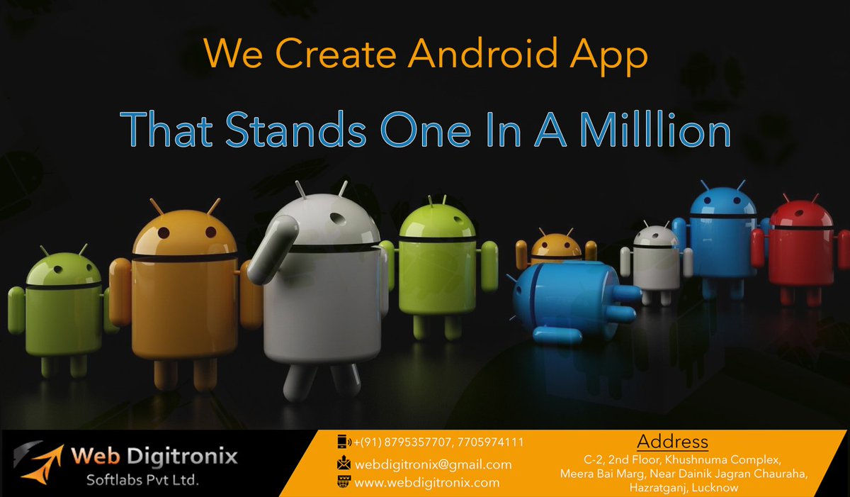 webdigitronix's tweet photo. We Create Android App that Stands One In A Million. #WebDigitronix #offering #Android #MobileAppDevelopment #AndroidAppDevelopment #Lucknow https://t.co/DLc1LYtjXH