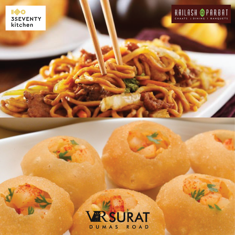 VRSurat's tweet photo. Some sizzling chinese at @370kitchen or zesty chaat at @KailashParbat… What’s going to be your weekend indulgence?
#VRSurat #WeekendsAtVR https://t.co/1XIQvCUh20