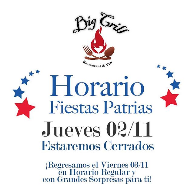 BigGrillSF's tweet photo. JUEVES 02/11 CERRADOS
¡Regresamos el Viernes... y Venimos con todo!
#FiestasPatrias #QueVivaPanama https://t.co/iG65E6u68A