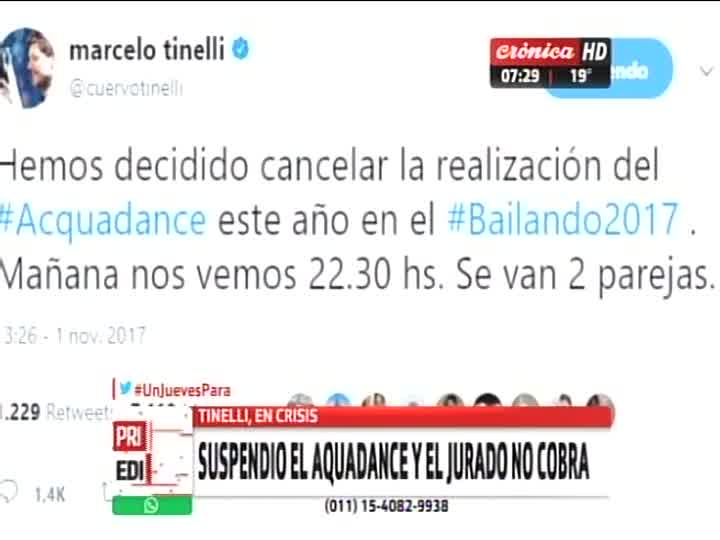 CronicaTV's tweet photo. #PrimeraEdición | Escándalo en el #Bailando: se suspendió el #Acquadance y el jurado no cobra @FABIANBANCHERO https://t.co/WPuRhxqVV9