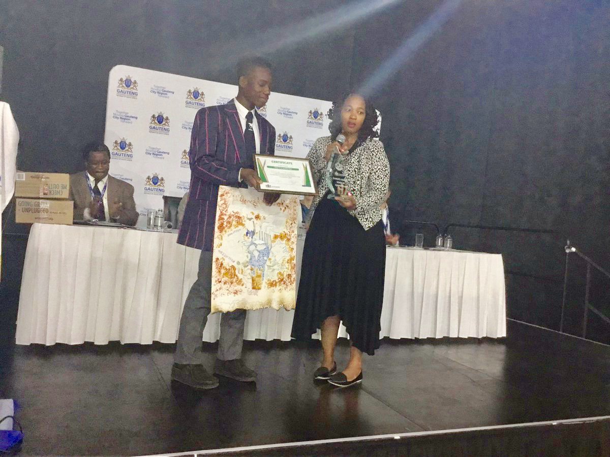 GautengProvince's tweet photo. Congratulations to Njabulo Dlamini from Krugersdorp Secondary School for winning the Climate Change School Poster Award #GPClimateChange17 https://t.co/TeB6FoFufR