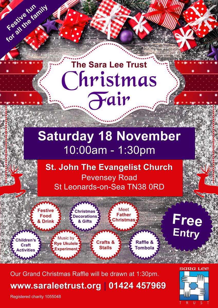 SaraLeeTrust's tweet image. Join us for some festive family fun at our #Christmas Fair! buff.ly/2zlIxfK  #StLeonards #Hastings @Sussexmummies @MNEastSussex
