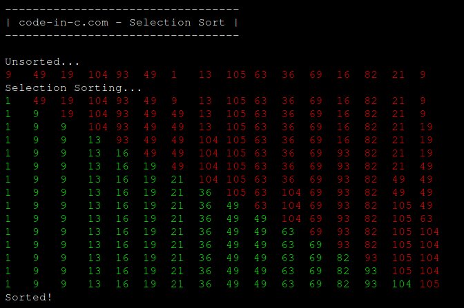 code_in_c's tweet image. Selection Sort in C
code-in-c.com/selection-sort/
#cprogramming
#sortingalgorithms