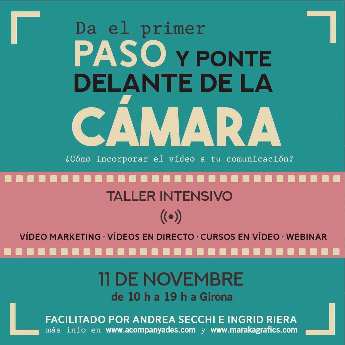 MarakaGrafics's tweet photo. NOU TALLER INTENSIU! Has pensat mai a fer vídeos pel teu projecte i no t'animes a fer el pas? 📹📷🎥 Incorpora el vídeo a la teva comunicació. https://t.co/JA0FP3nUlW