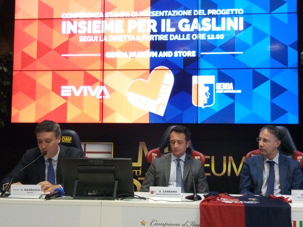 OspedaleGaslini's tweet photo. Insieme per Il Gaslini: Genoa e Eviva sostengono il Centro accoglienza bambino e famiglia con attività prolungata di fundraising #Derby https://t.co/kCqEJRR4Cp
