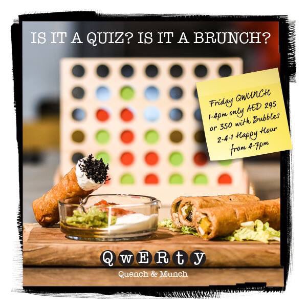 Is it a quiz? Is it a brunch?
It's both! It's the Qwerty QWUNCH every Friday! 😋🍔📝 #qwertydxb