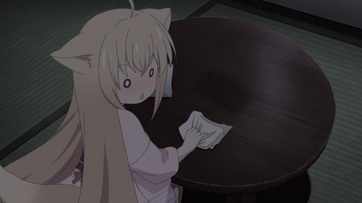 社畜になったおいなりさん このはな綺譚 5話 いつもよりトーンが低いというかグレイッシュトーンだなって思ってたら最後の虹で一気に色鮮やかになった 人物や背景がグレイッシュトーンで紫陽花や赤い傘の色が際立ってるのがとても綺麗だった