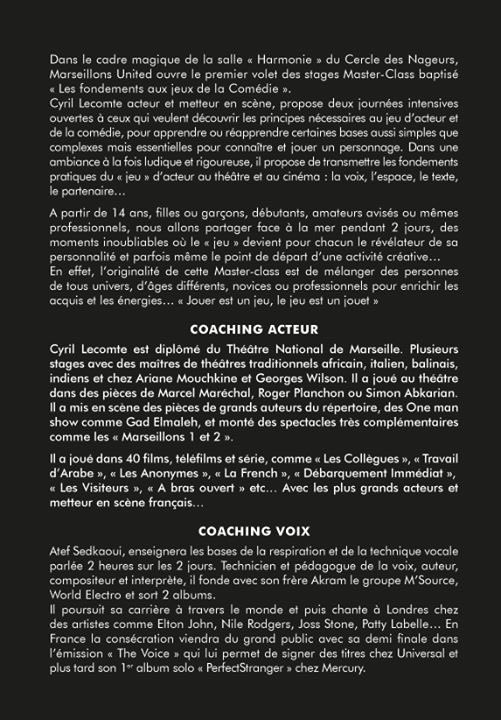 #cercle des nageurs de Marseille stage Theatre et Cinema dirigé par <a href="/CyrilLecomte3/">lecomte</a> info resa sur ce flyer