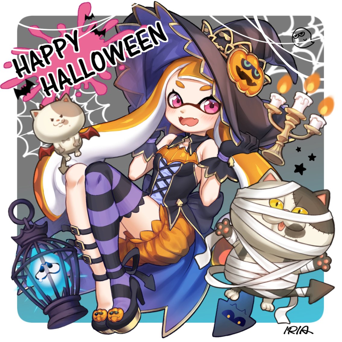 スプラトゥーン ハロウィン2日遅れで堂々と上げておきますー W 安定の魔女っ子コスに落ち着いた X Iria Xのイラスト