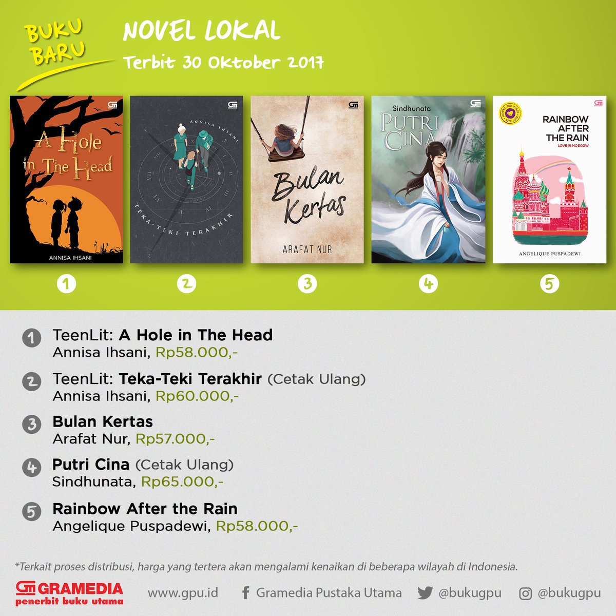 bukugpu's tweet photo. Novel-novel dari penulis dalam negeri, wajib baca! #bukugpu https://t.co/txF2DxyRP4