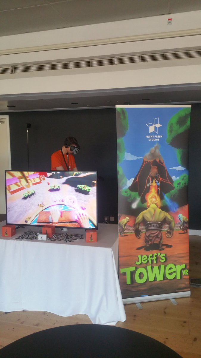 FreshFilthy's tweet image. All setup and ready for @_VRTGO! Come by and try Jeff&apos;s Tower! #VRTGO #expo #exhibition #JeffsTowerVR #VirtualReality