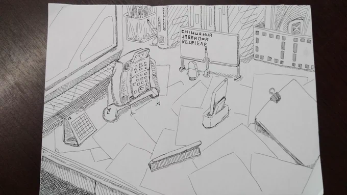 アナログ落書き。一発描きって難しい。ボールペンの描き味はしゅき。 