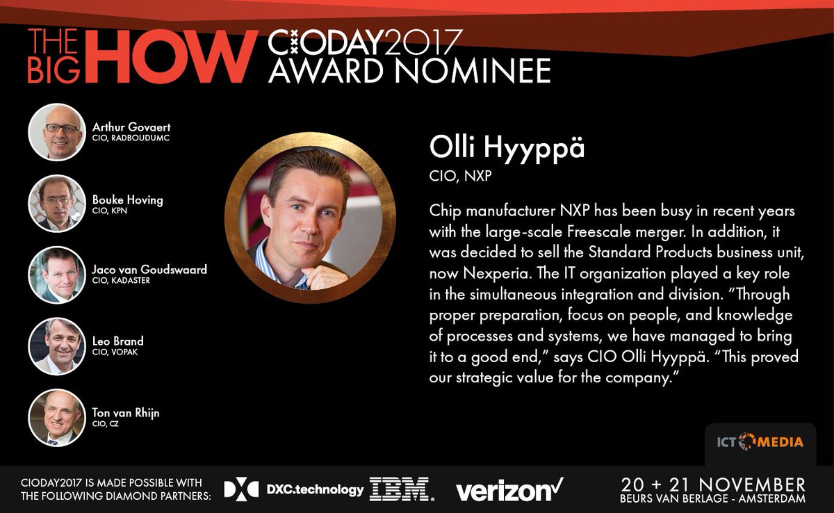 IT_Executive's tweet photo. Het aftellen is begonnen! Wie wordt de CIO of the Year 2017? Meld je snel aan voor CIODAY en ben er bij! https://t.co/jdsc6SkJ7s https://t.co/ZvOKTjVMSw
