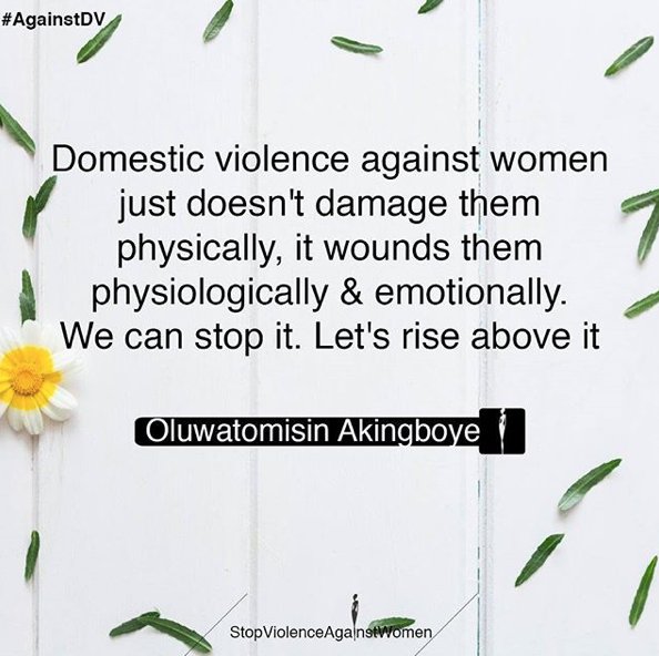 famuyideolawale's tweet photo. Another #AgainstDV #domesticviolence #SayNo Tweets series coming up soon. If you want to share your Thoughts/quotes. Please me a DM. https://t.co/kEat04FOdI