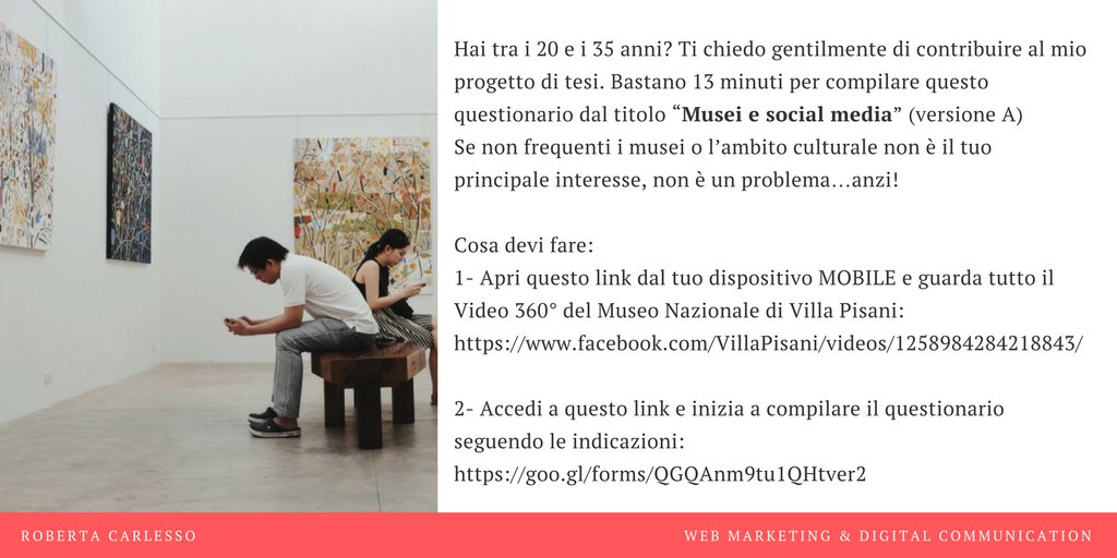Link 1: facebook.com/VillaPisani/vi…
Link 2: goo.gl/forms/QGQAnm9t…
#2Novembre #museo #socialmedia #tesi #università #questionario