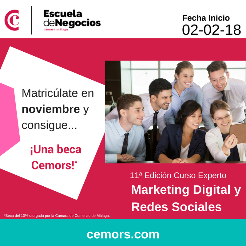CemorsCurso's tweet photo. ¡Matricúlate en Noviembre y consigue #UnaBecaCemors! #Cemors @Camara_Malaga Más info.: https://t.co/nHdzKahSYD https://t.co/ISMwpm9GdA