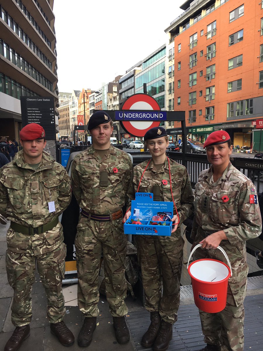 If you're passing Chancery Lane say hello to @ULOTC and 4 RMP and put what you can in their buckets for #LDNPoppyDay