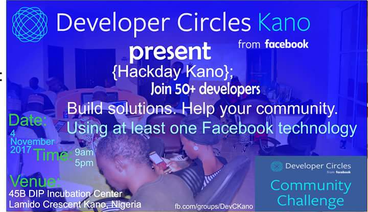 aminubi's tweet photo. Join us @ #HackdayKano #DevCHack 9hours Hackathons in Kano on 4/11/17 9am to 5pm #DevCKano https://t.co/GZfNog33j6