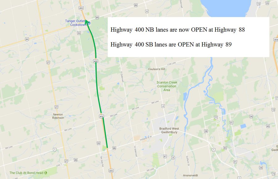 Hwy 89 And 400 Map Highway 400 Reopens Near Barrie After Fiery Crash That Killed 3 |  Globalnews.ca