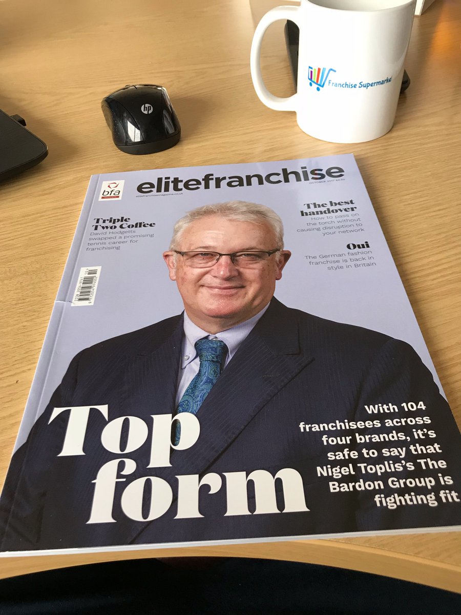 Enjoying the latest edition of <a href="/EliteFranchise/">Elite Franchise</a> this morning. Great cover story with Nigel Toplis from the <a href="/BardonGroup/">The Bardon Group</a> #franchise